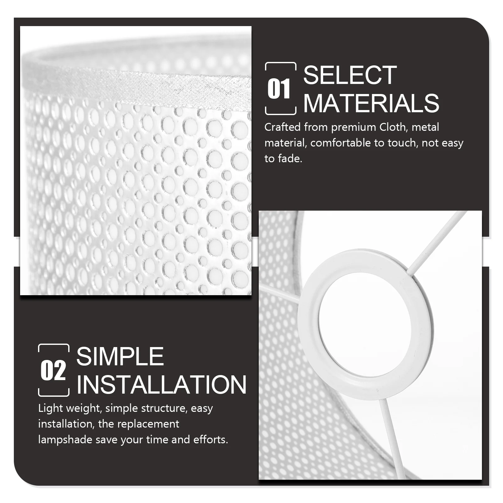 

Cloth Lamp Shade Durable Modern Lampshade Easy Install for E27 Table Lamp Bedroom Living Room Study Table Light Shade