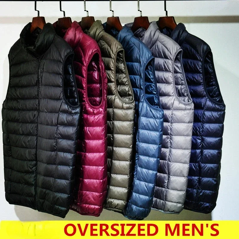 Men's Sleeveless Puffer Jacket 2027 New Autumn Spring Lightweight Water-Resistant Packable Men Down Vest Coat Plus Size 5xl 6xl