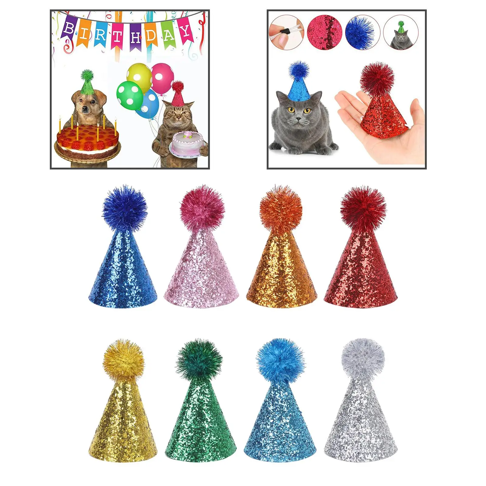 Dog Cat Party Hat Shiny Topper Adjustable Cap for Puppy Birthday Decoration Pet Headwear Pack Dog Cat Party Hat Shiny Topper Adjustable Cap for Puppy Birthday Decoration Pet Headwear Pack