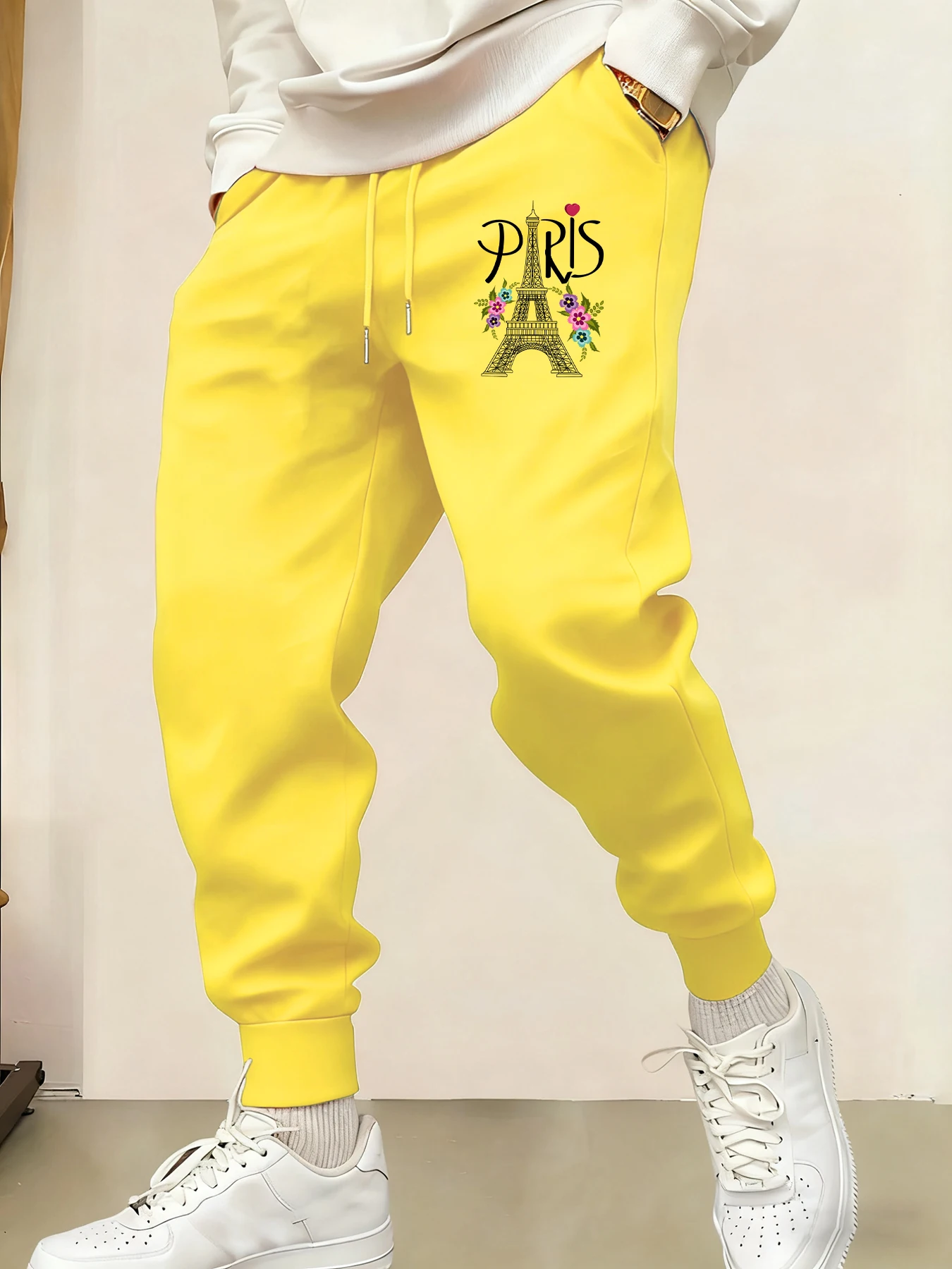 

Париж Франция Эйфелева башня с принтом Мужские спортивные штаны Осенние беговые бритвы Теплые удобные длинные брюки Бегуны Базовые брюки унисекс