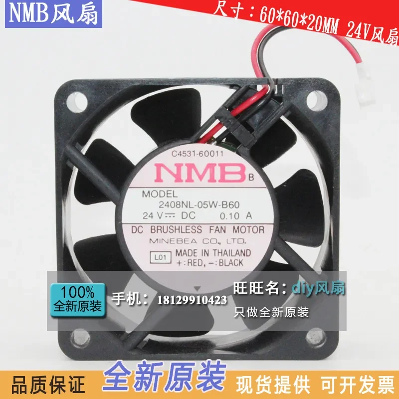 for 2408NL-05W-B60 for NMB 6020 Cooling Fan 24V 0.1A 6cm DC Brushless Axial Blower High Speed Frequency Control