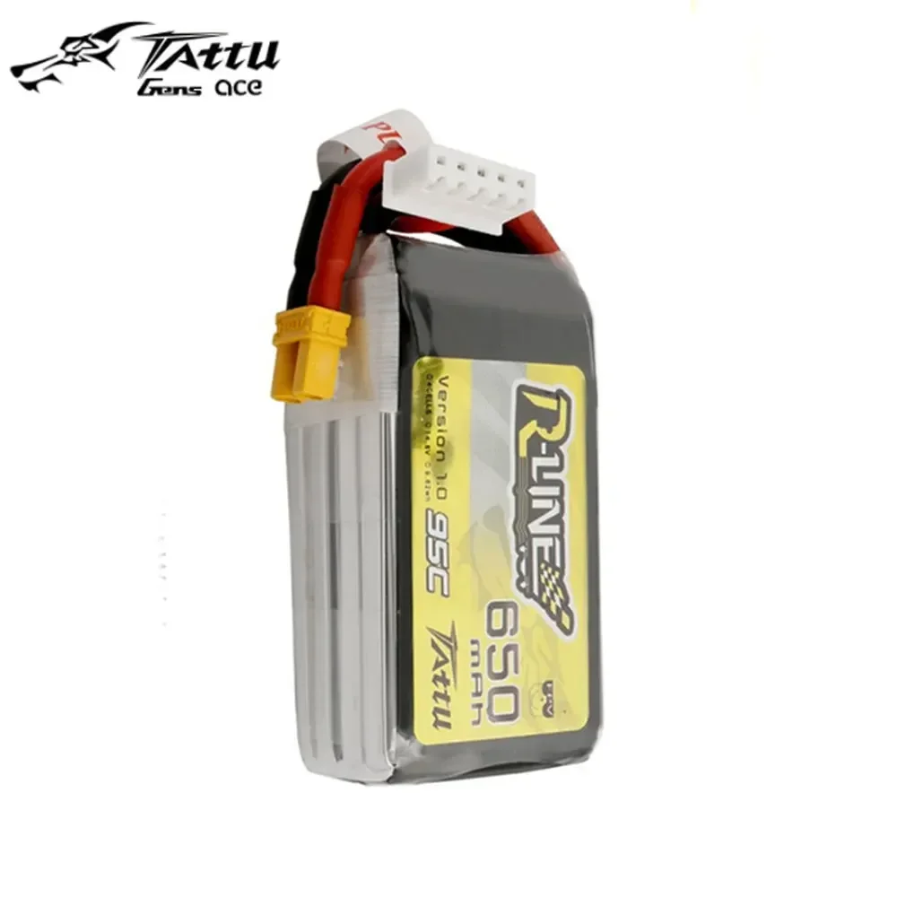 Gens Ace Tattu R-Line 1.0 LiPo Rechargeable Battery 650mAh 14.8V 22.2V 95C 4S 6S RC Battery W/XT30 Plug for FPV Racing Drone