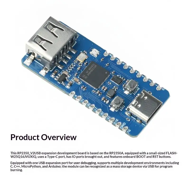 RP2350 USB-A Entwicklungsboard RP2350_V2 Mikrocontroller-Prozessor basierend auf RP2350A Erweiterungsboard I/O programmierbar Typ C – Detail 15