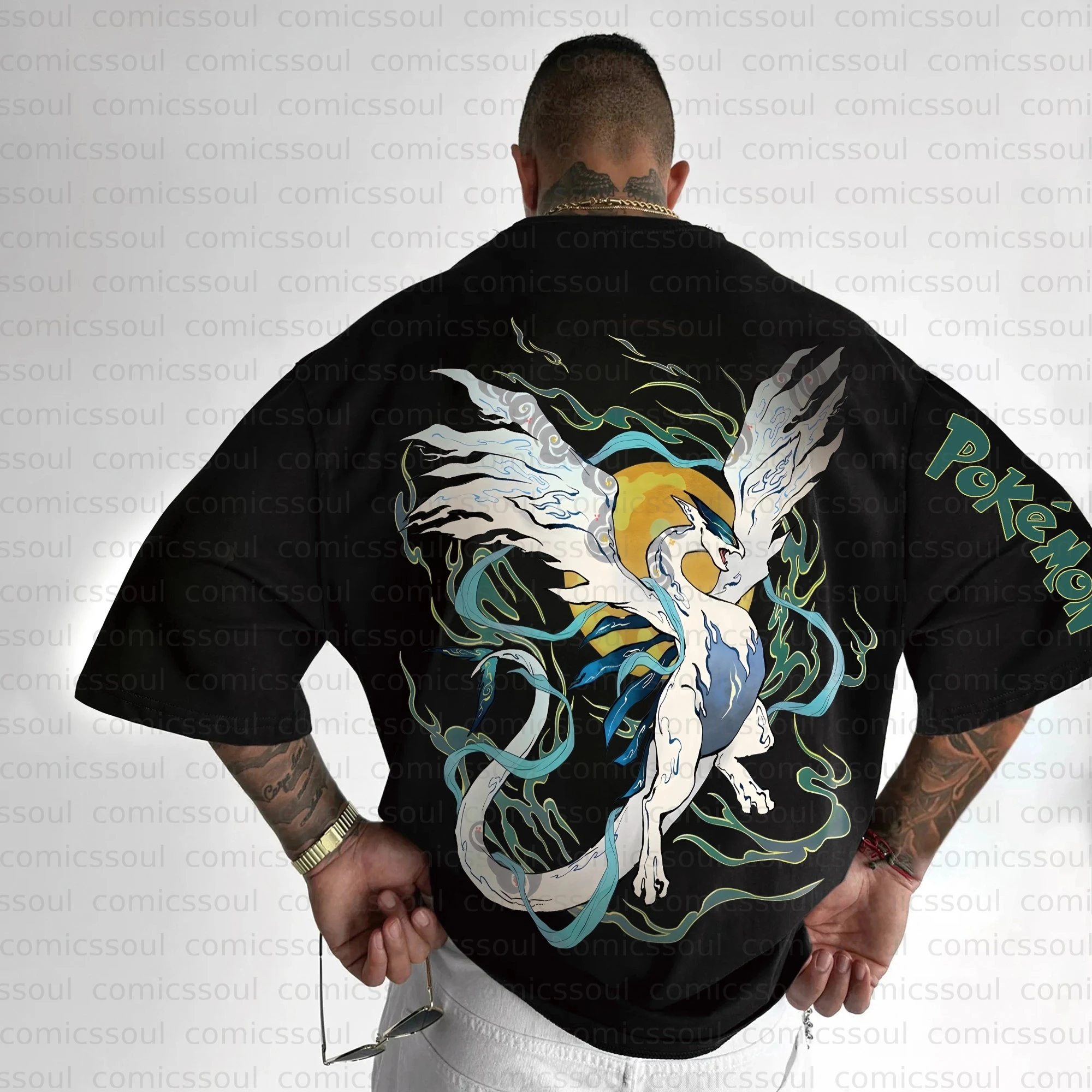 camiseta-de-algodao-pokemon-verao-2026-lugia-com-estampa-nas-costas-efeitos-de-fumaca-azul-verde-e-design-com-asas-ajuste-solto-moda-casual-masculina