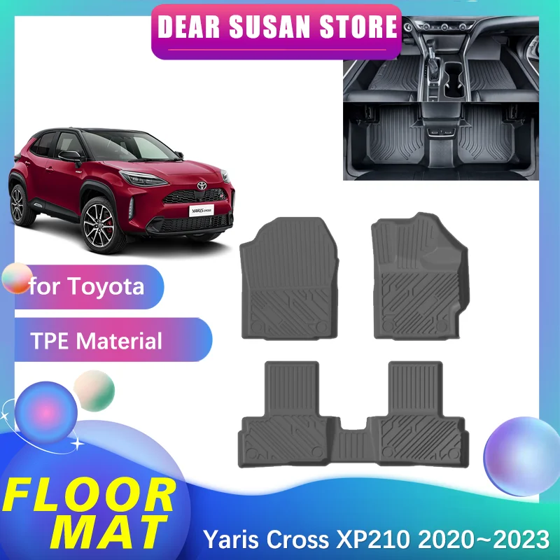 Car Floor Mat for Toyota Yaris Cross XP210 2020~2023 2021 2022 Foot Pad Inner Liner Waterproof Cover Space Rug Carpet Accessorie