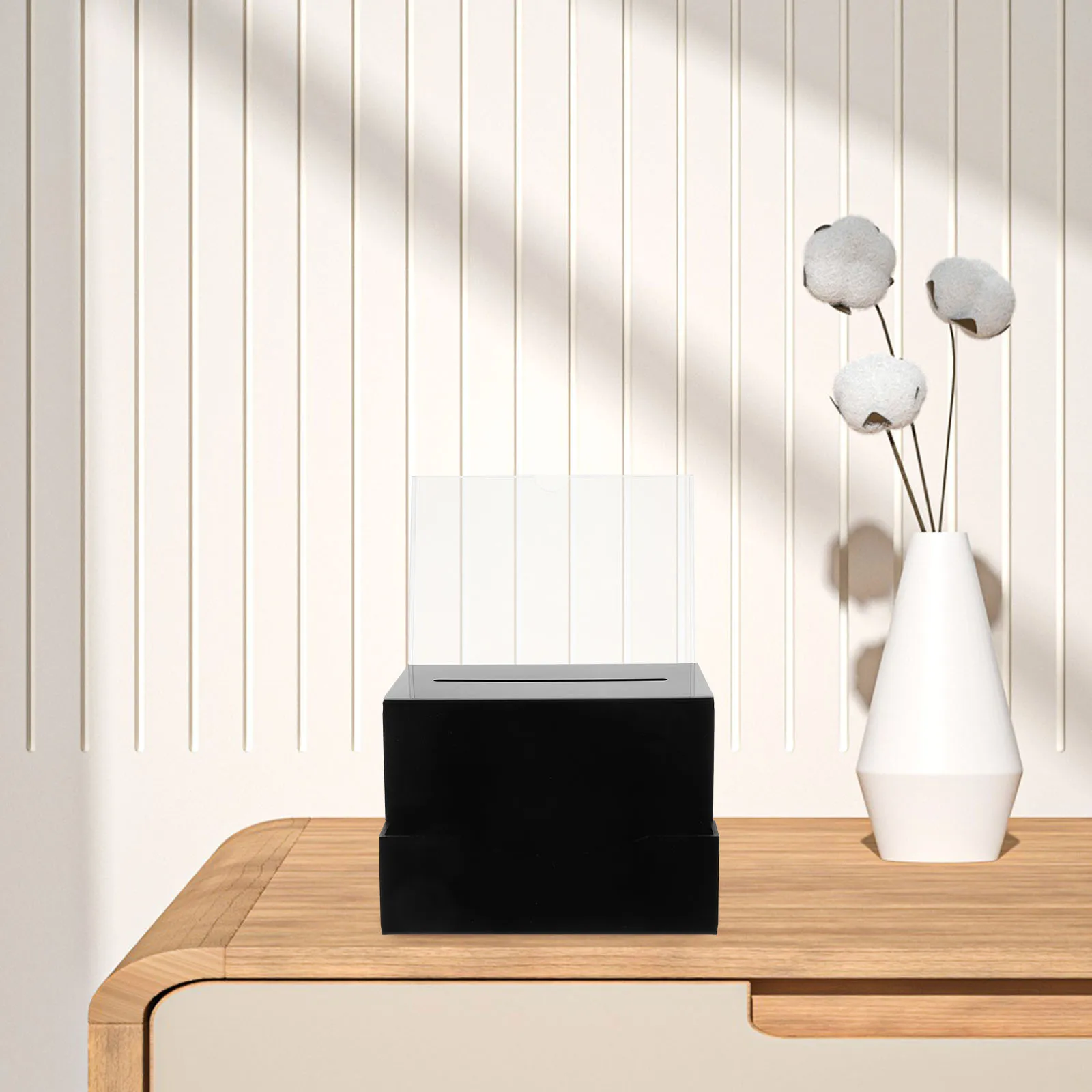 1Set Transparent Acrylic Ballot Box Secure Suggestion Box for Public Voting Fundraising Donations Envelopes Donation Boxes