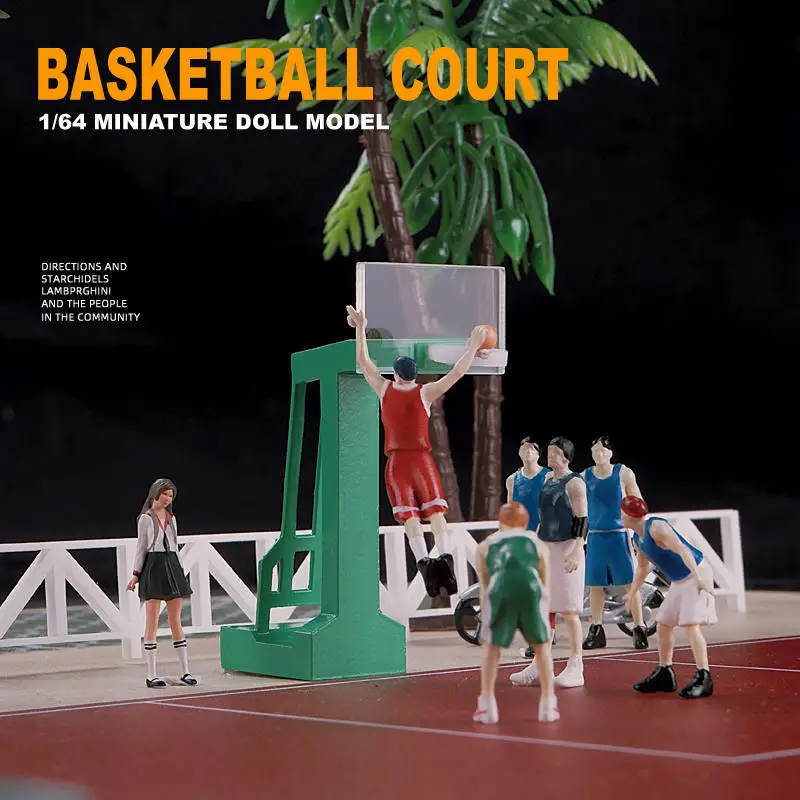 Kicarmod 1/64 Scale Model Figurine Basketball Player Collectible Doll Exquisite Figure for Fans in Scale Diecast Model Car
