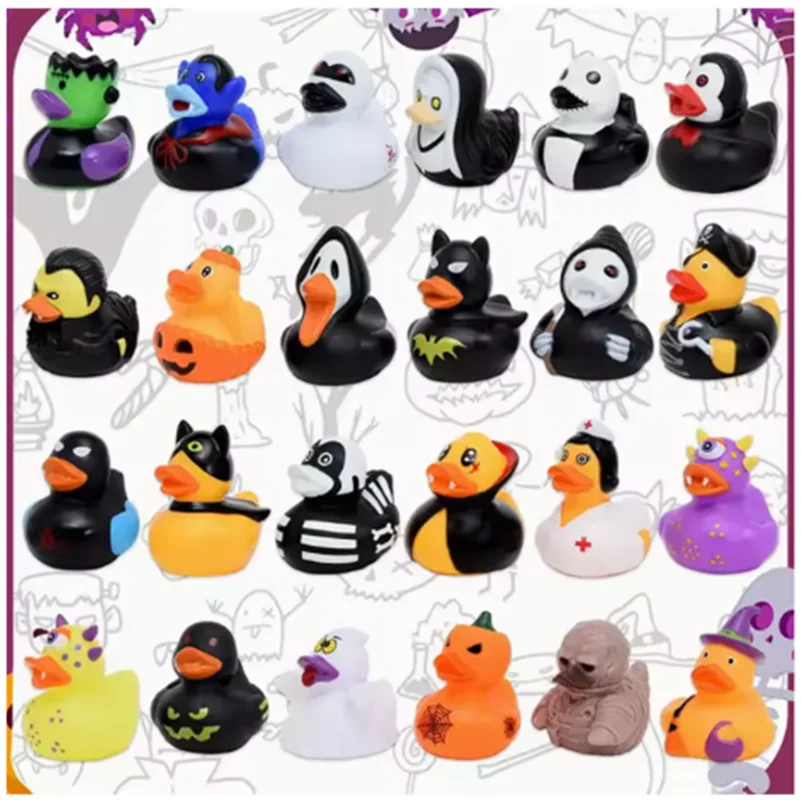6/12/24 Uds patos de goma de Halloween, paquete de rol de Halloween de patos de goma, pato de goma de calabaza, divertidos juguetes de goma para niños