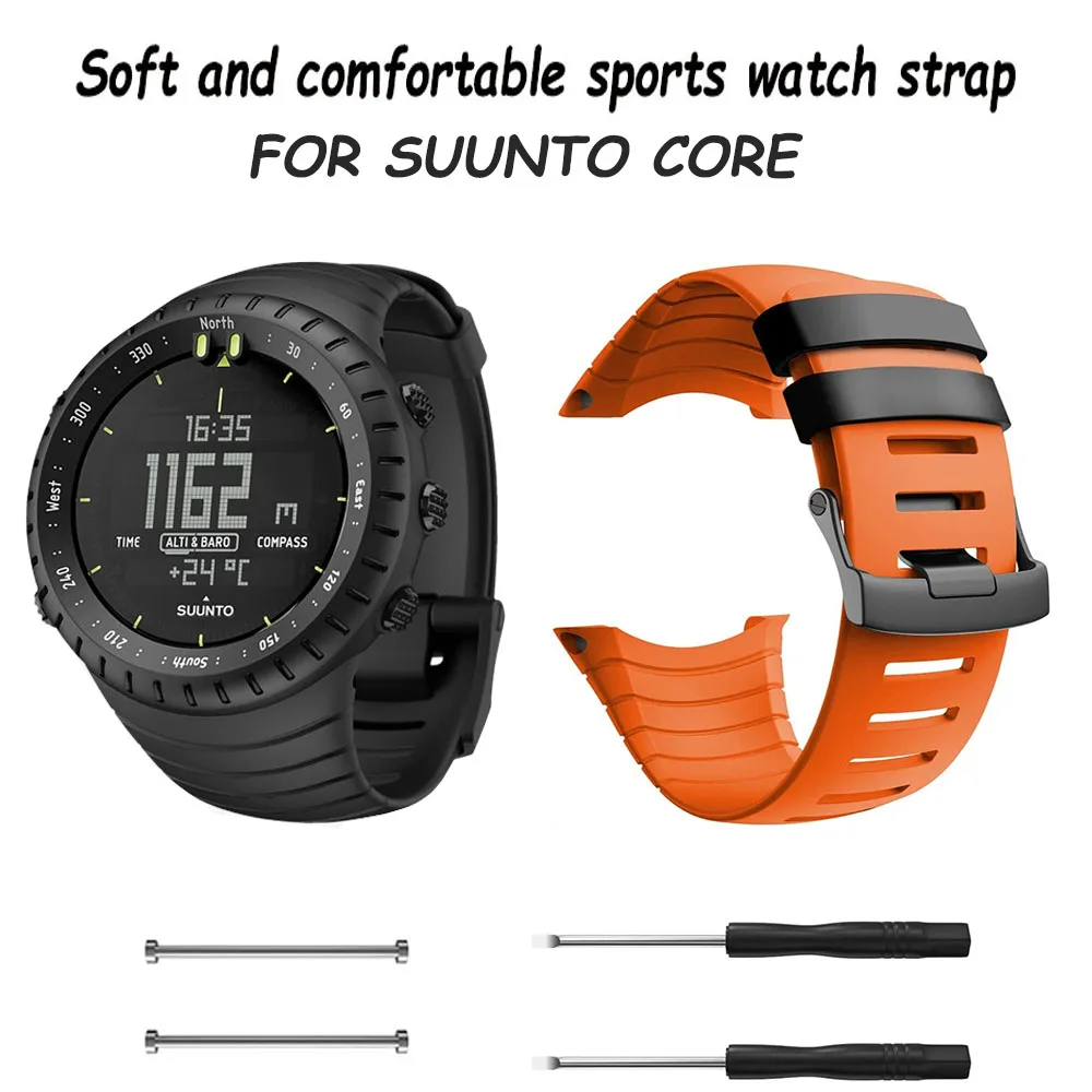 Correa de goma para reloj inteligente Suunto Core, accesorio deportivo de repuesto con cierre de Metal