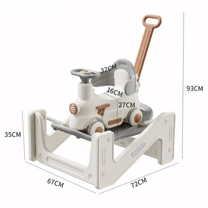 Multifunctional Kids Rocking Horse with Push Handle Children Ride on Rocker Sliding Car Indoor Outdoor Kids Toy Birthday Gift
