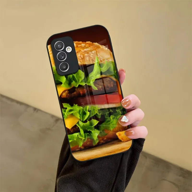 French Fries Burger Phone Case Tempered Glass For Samsung A14 A21 A34 A52 A71 A20 A31 A12 A51 A40 A32 A72 A30 A54 Cover