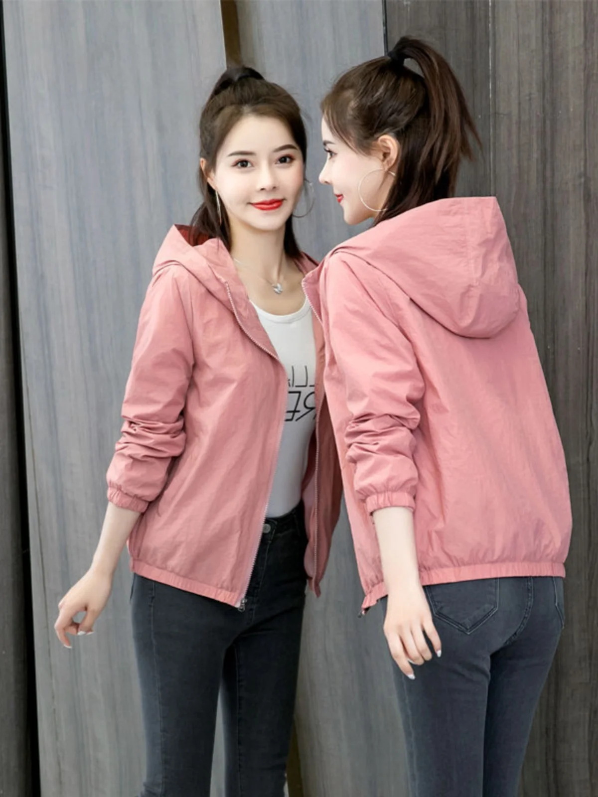 loose-casual-hooded-jacket-women's-spring-autumn-versatile-korean-style-pure-color-short-coat-trendy-ins-gloves