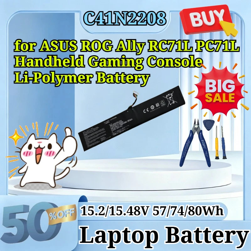 Gaming Console Rog Ally - Baterai Pengganti C41N2208 15.2/15.48V 57Wh/74Wh/80Wh untuk