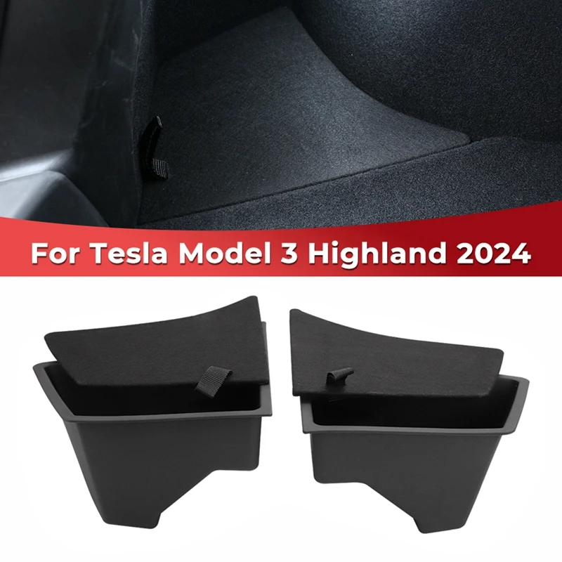 

Rear Trunk Left Side Storage Box with Cover For Tesla Model 3 Highland 2024 Tail Boot Organizer Partition Decoration Accessories