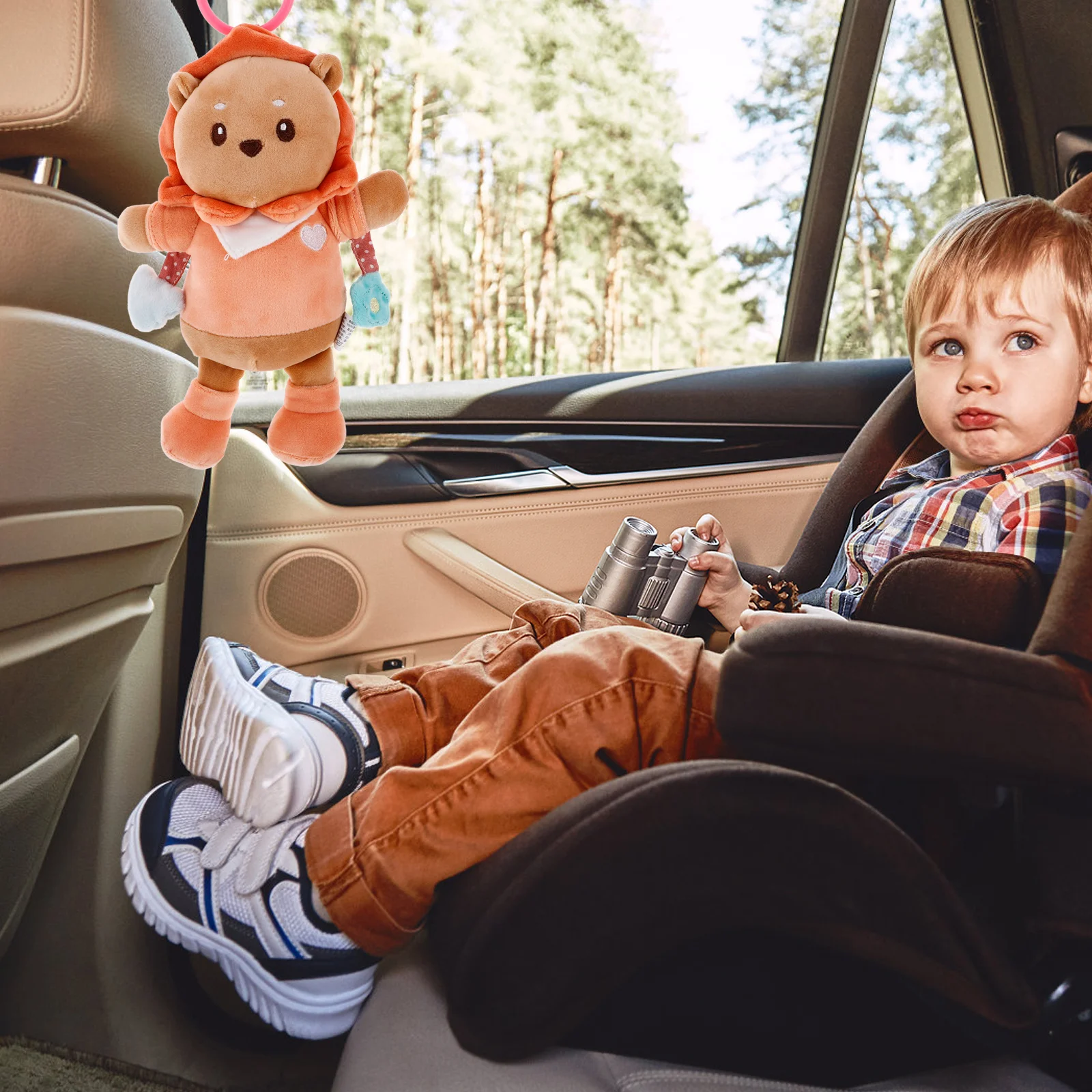 아기 카시트용 귀여운 사자 인형 키체인 유모차 모빌 부드러운 아기 여행용 장난감
