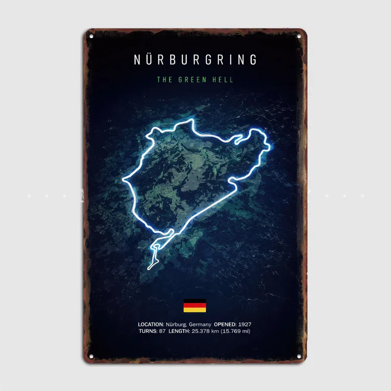 Nurburgring Circuit Track Poster Metal Sign Custom Bar Room Decoration Bedroom Indoor Decor Home Wall Decor Posters