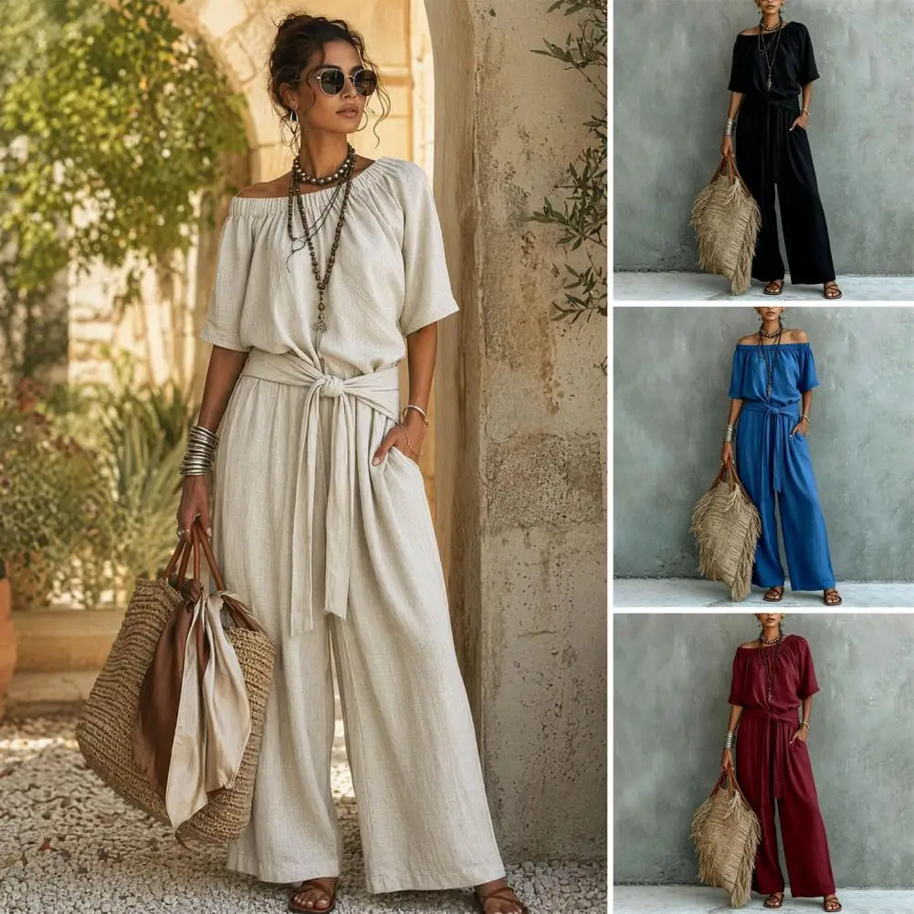 Jumpsuits Women V Neck Full Sleeve Rompers Lace Up Work Splice Long Pants One Piece Elegant Office Lady Streetwear Summer