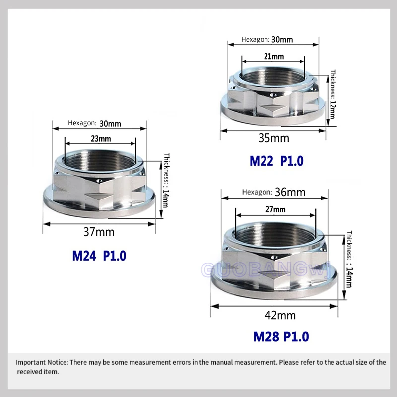 Titanium Nut M22/M24/M28 P1.0 for Motorcycle Multi-Link Plate – Lightweight Anti-Rust High-Strength Fastener Performance 1Pcs
