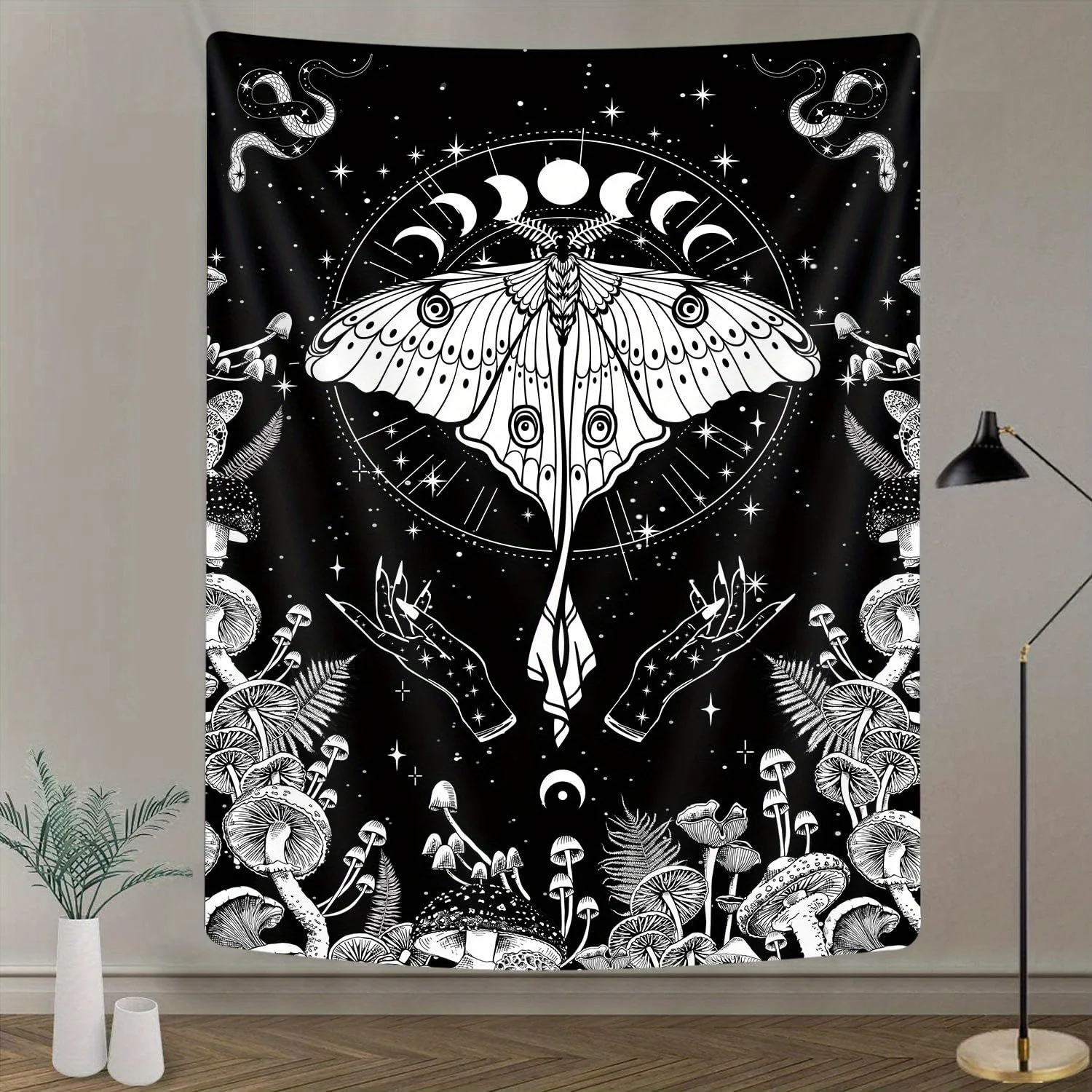 1pc Gothic Motte Muster Foto Hintergrund Tapisserie Wand Hängen für Wohnzimmer Schlafzimmer Büro Hause Wohnheim Party Decor Live-Streaming