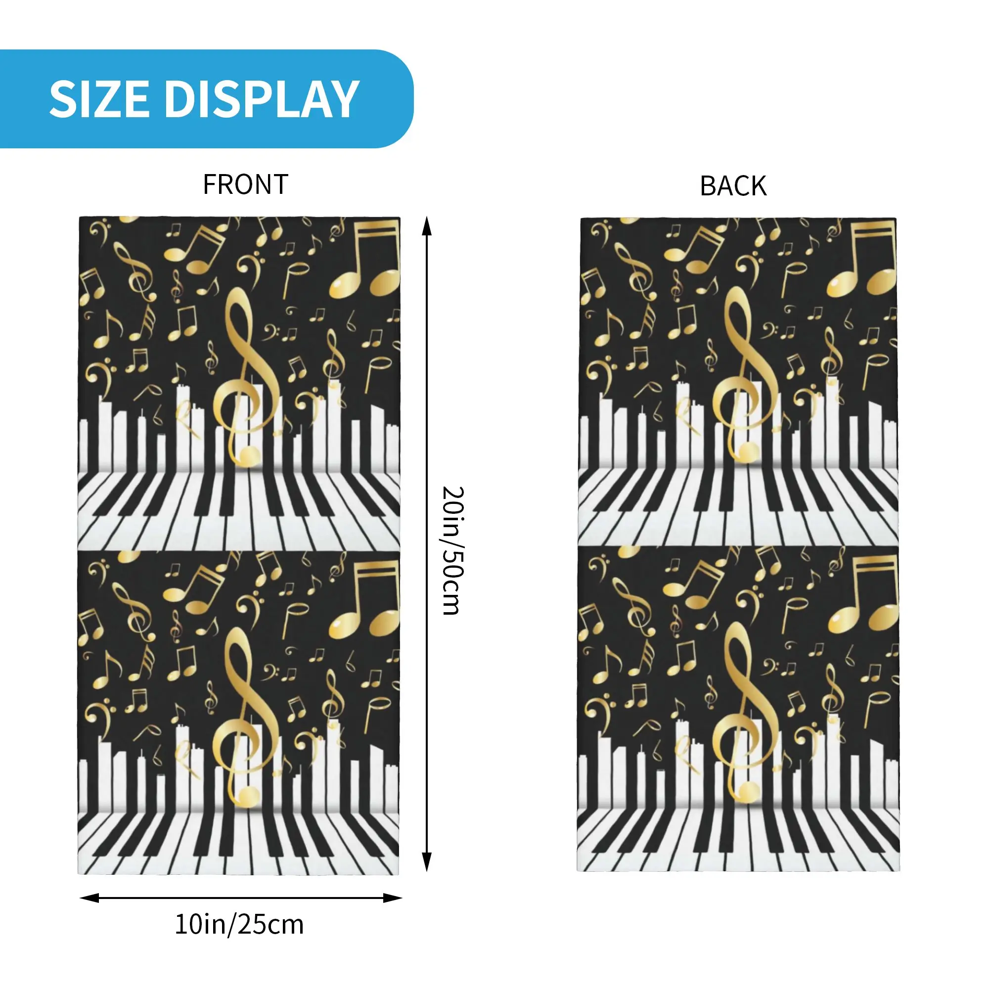 Custom Music Note Piano Pattern Bandana Neck Warmer Women Men Winter Ski Hiking Scarf Gaiter  Face Cover
