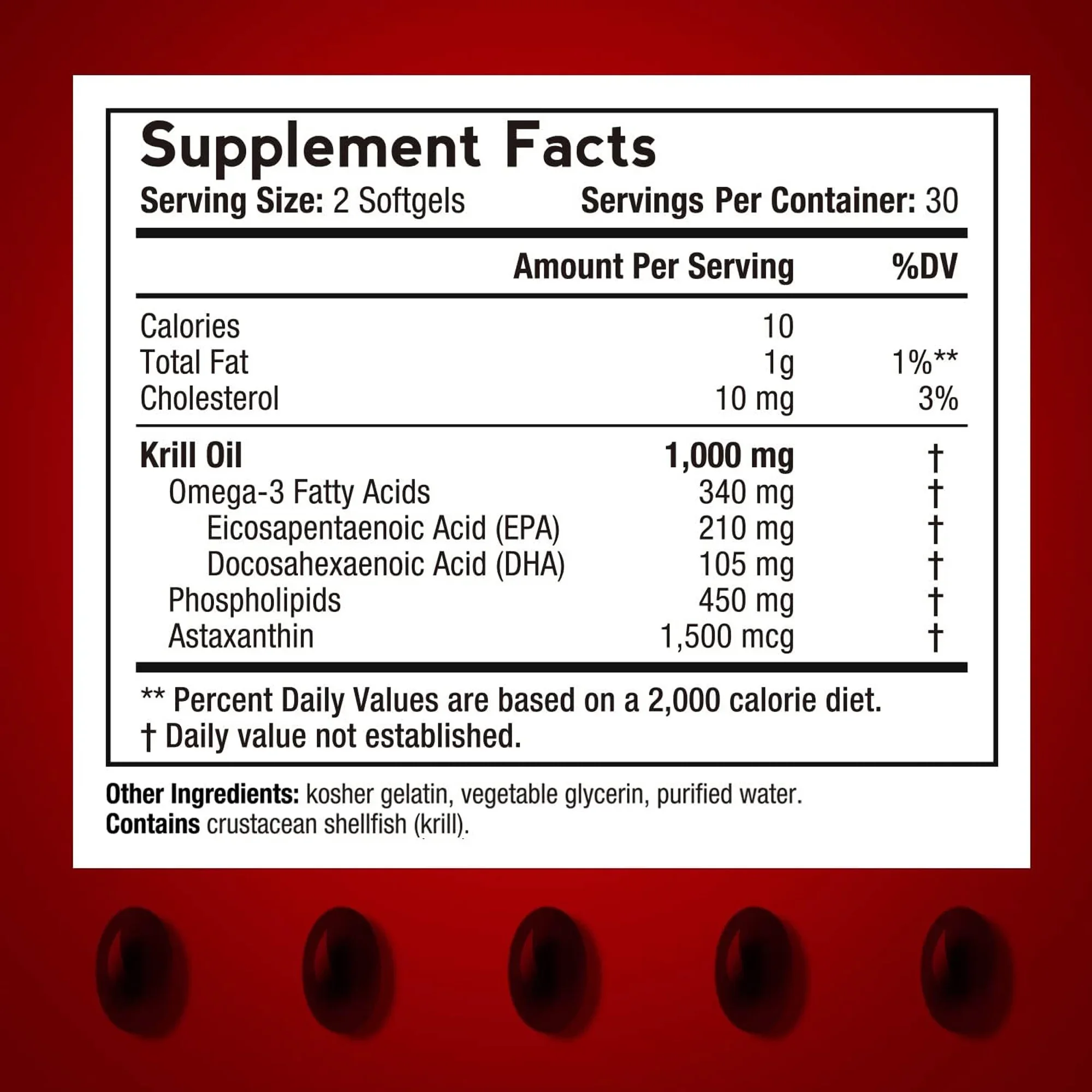 Antarctic Krill Oil Supplement - Joint and Skin Health Support Immunity Cardiovascular, Non-Gmo