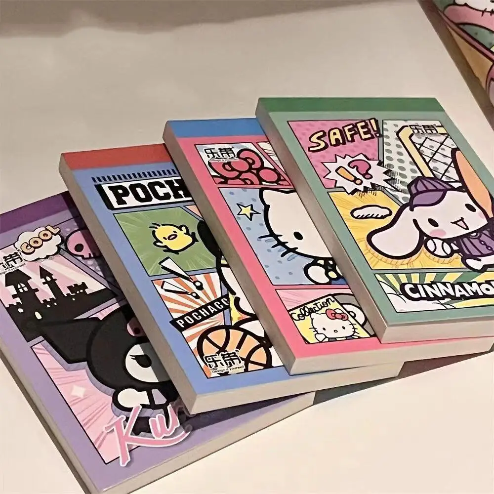 Sanrio Mini Blank Notepad Cartoon Cinnamoroll Kuromi Portable Pocket Book Hello Kitty Non-sticky Pad Notepad Student Note Books