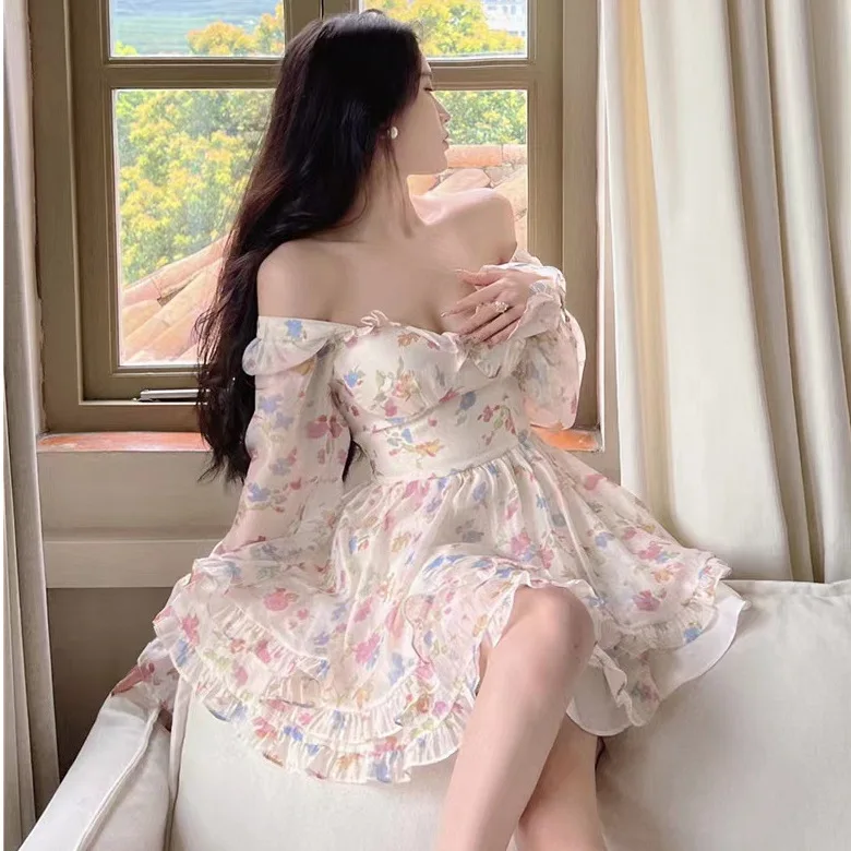 

French gentle wind floral dress summer 2024 large size thin beautiful pure desire sweet first love princess dress woman