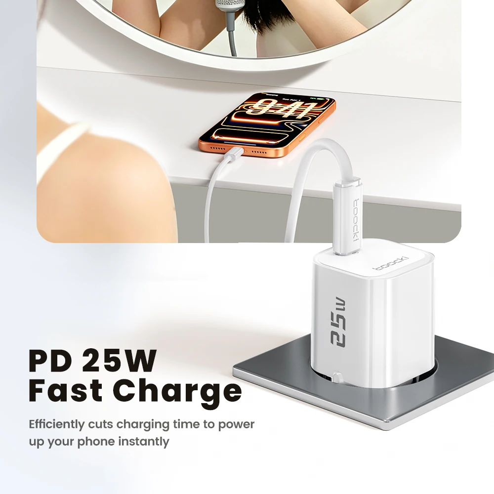 Toocki PD 25W USB C GaN Charger For Phone PPS Fast Charging Type C Charger For iPhone 17 16 15 Samsung S25 26 Huawei Xiaomi Mini