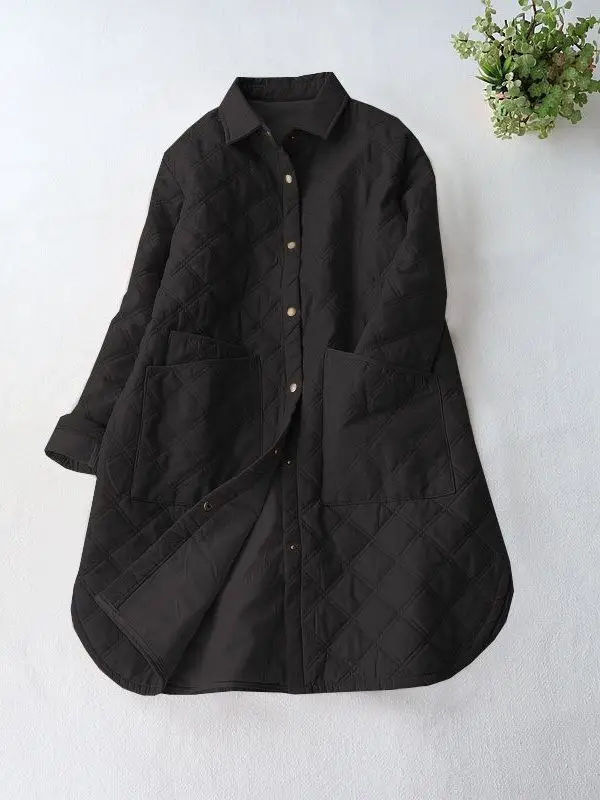 

Artistic Cotton irt Jaet Women's Autumn Winter Faion Brand Loose Fit Long Sve Collar Single Button Closure Coat
