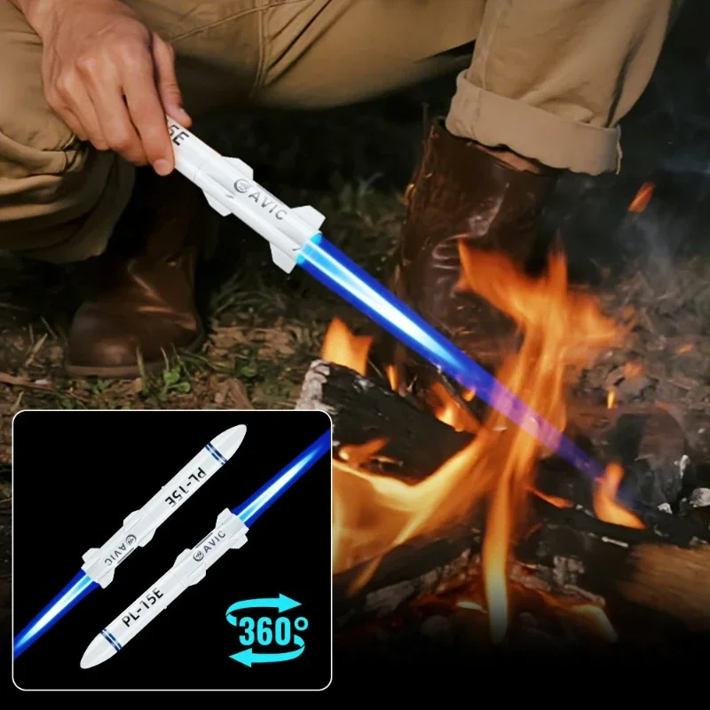 

Trendy and Fashionable Outdoor Barbecue Portable Charcoal Lighter Rocket Toy Model Blue Flame Cigarette Lighter Gadgets for Men