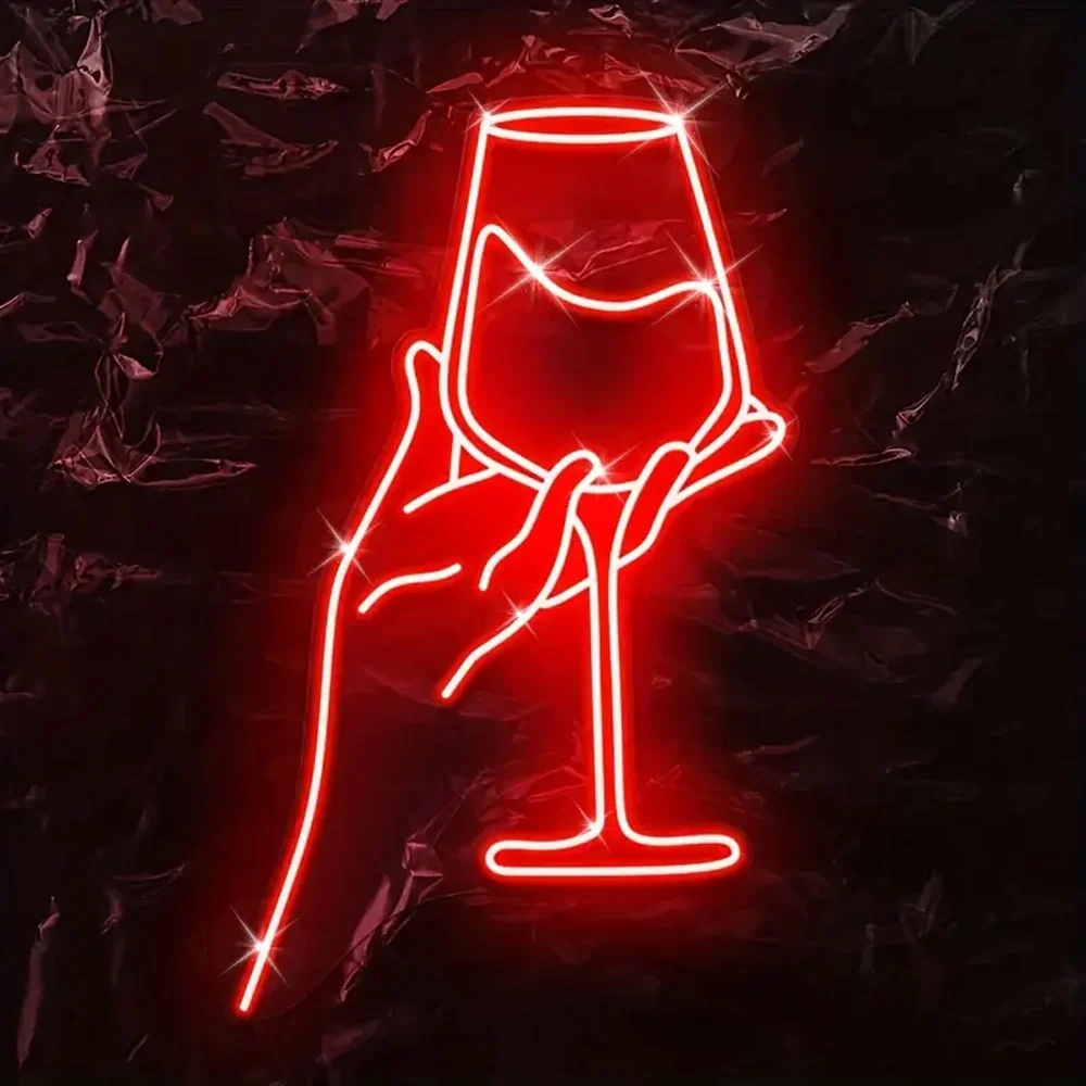 Cheers Wine Glasses Bar Decor Neon Sign, Party LED Dimmable Sign Lights With USB Cable, Cheers Decor Signs For Room Home Bar