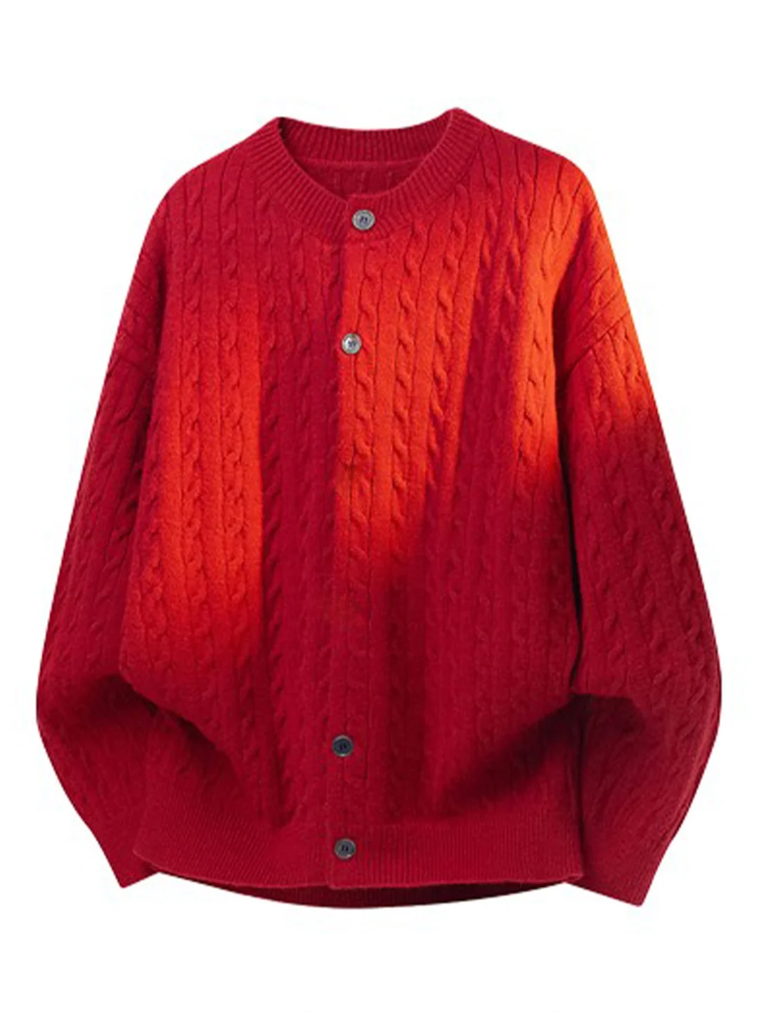 

Red Knitted Sweater Men's Loose Fit Autumn Winter Casual Sle Faion Outerwear Soft Polyester Nylon Blend Button Closure