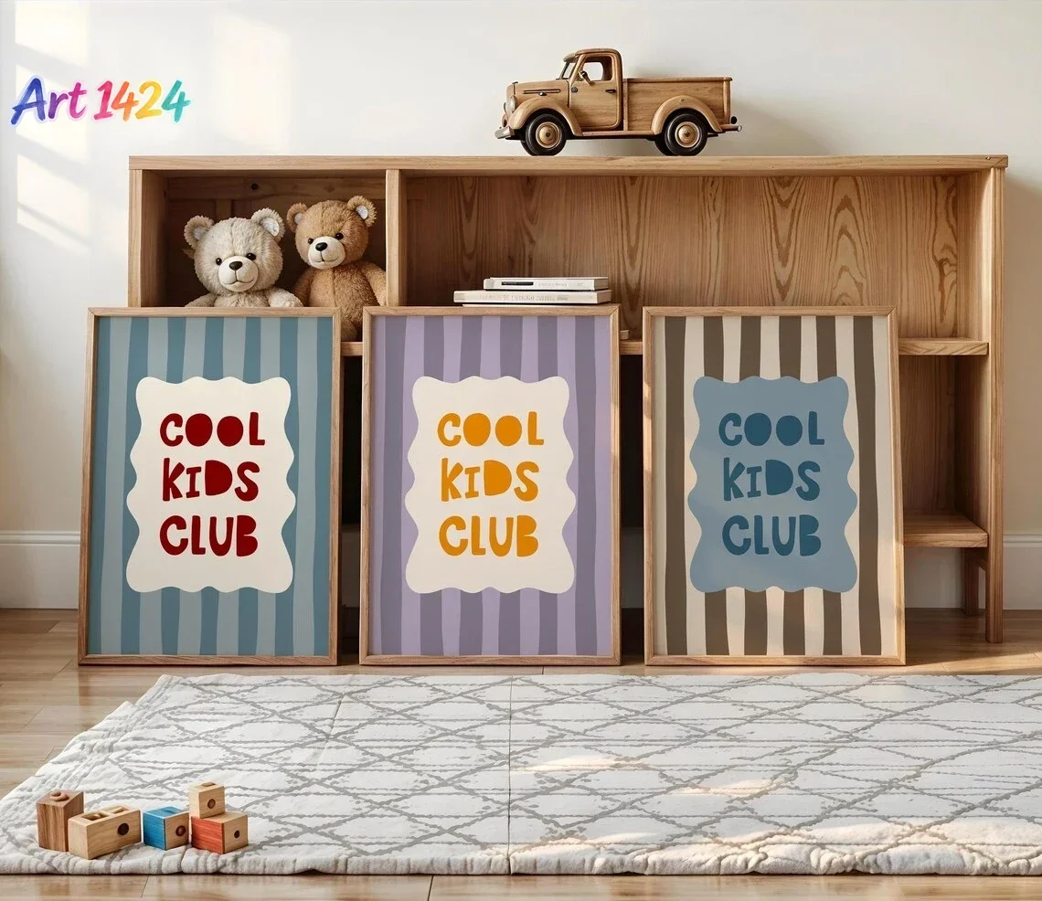 Modern Cartoon Cool Kids Club Offer Canvas Poster Color Digital Education Wall Art Print Pictures for Living Room Home Decor
