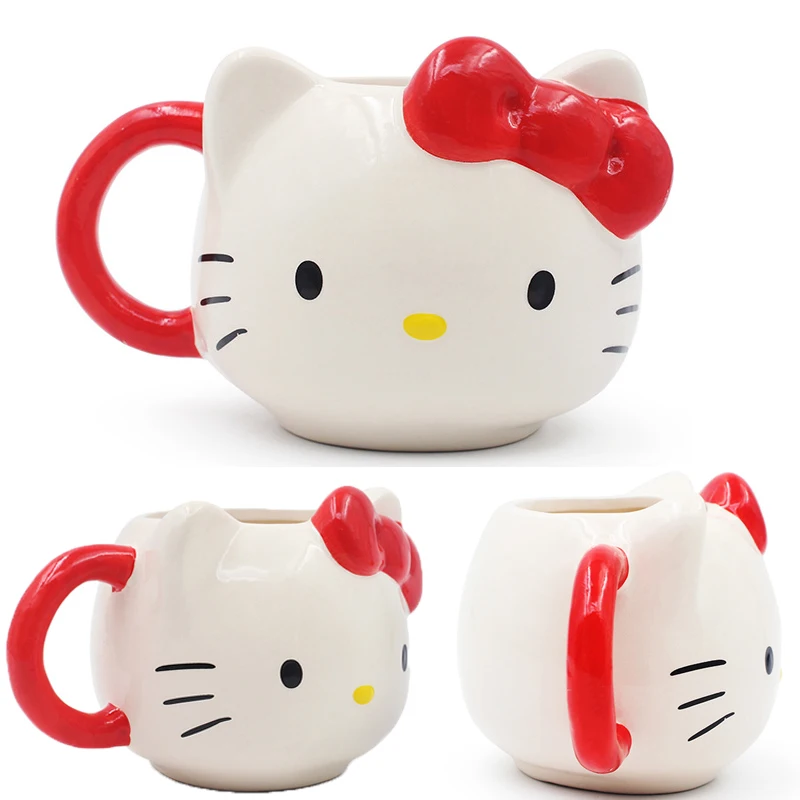 

Аниме «Hello Kitty», бутылки для питья, милая кружка с котом, мультяшная чашка для молока с бантом, детская чашка с котом, 3D чашка для воды, аксессуар, игрушка, подарки
