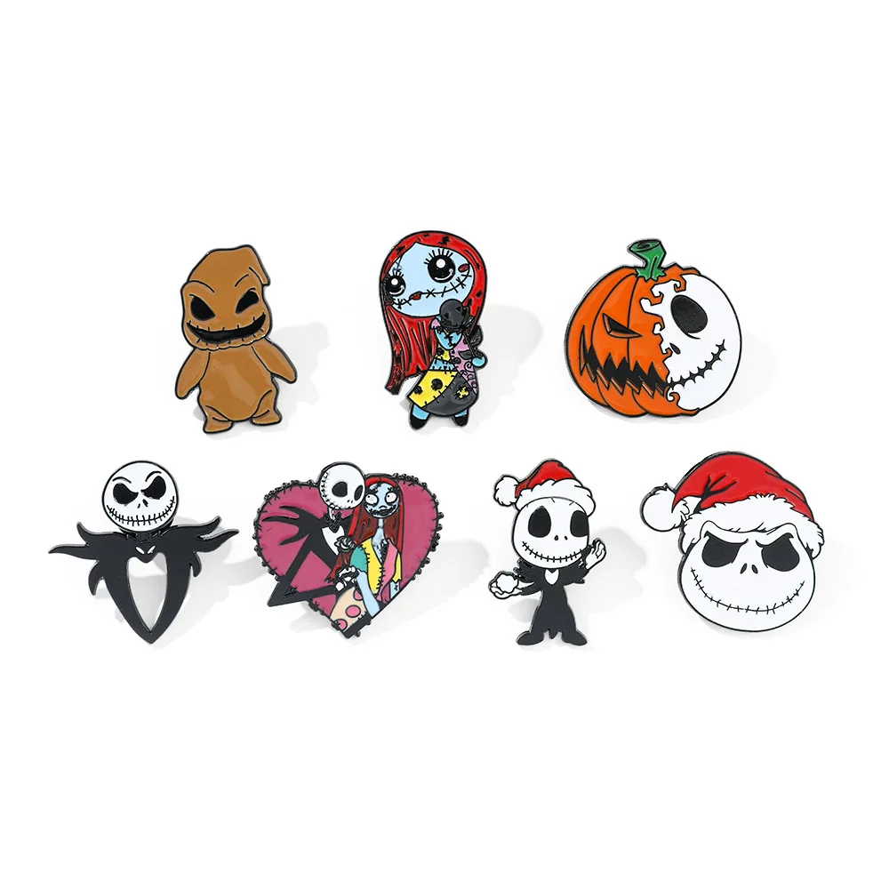 

1 Set The Nightmare Before Christmas Pin Badge Sally Jack Skellington Oogie Boogie Halloween Brooch Pin Enamel Decoration Crafts