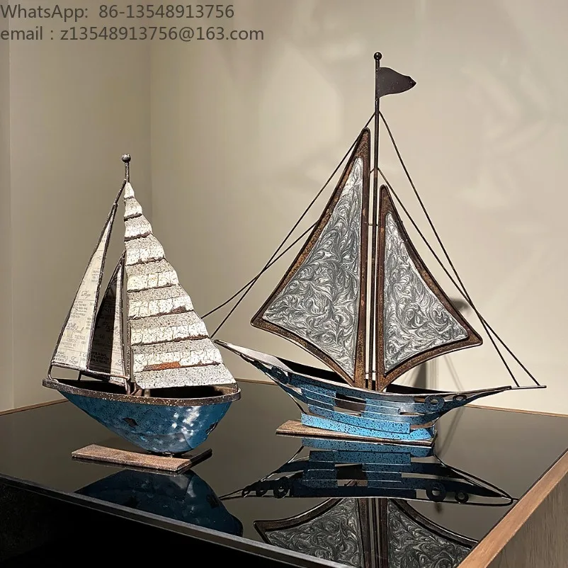 Retro sailboat ornament light luxury office desktop decoration living room TV cabinet study knickknacks