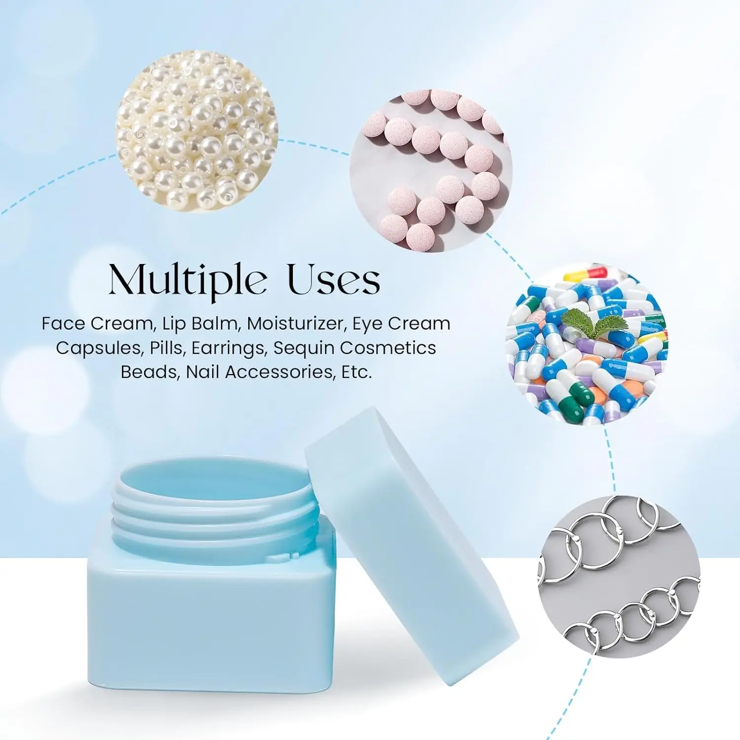 10 Stück 5g/10g/20g/30g/50g Quadratische Doppelschichtige Plastik-Reisebehälter für Lippenbalsam, Gesichtscreme, Lotion und Make-up-Aufbewahrung – Detail 3