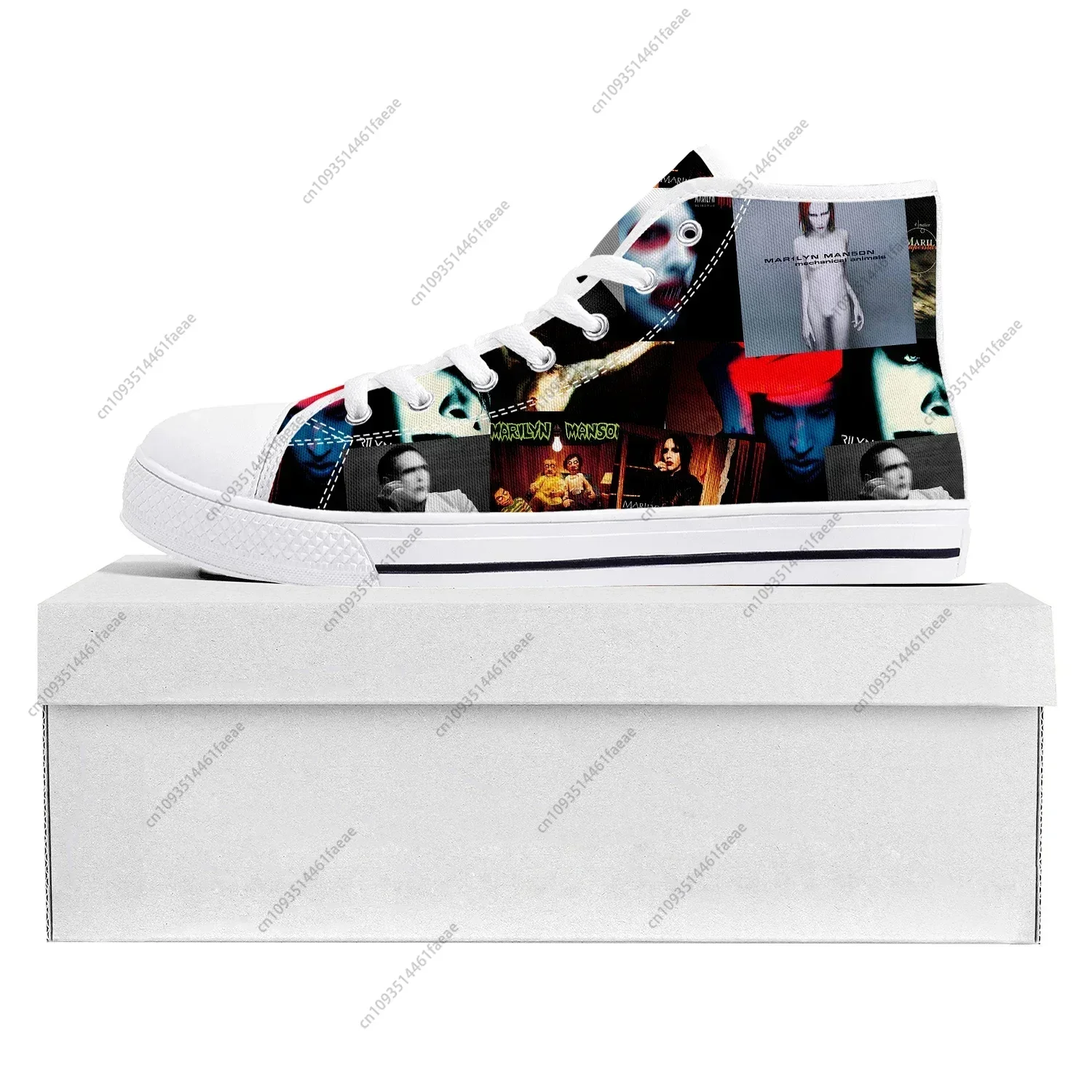 Rock Band Music Singer Marilyn Manson High Top High Quality Sneakers Mens Womens Teenager Canvas Sneaker Couple Shoe Custom Shoe