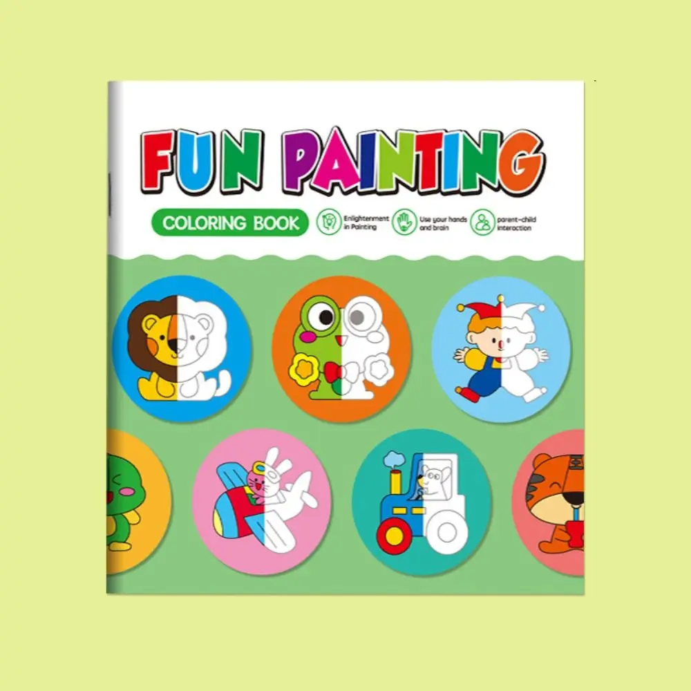 Animals Patterns Half-Coloring Book Half-Page Drawing Imitative Ability Fun Graffiti Art Activities Interactive Educational