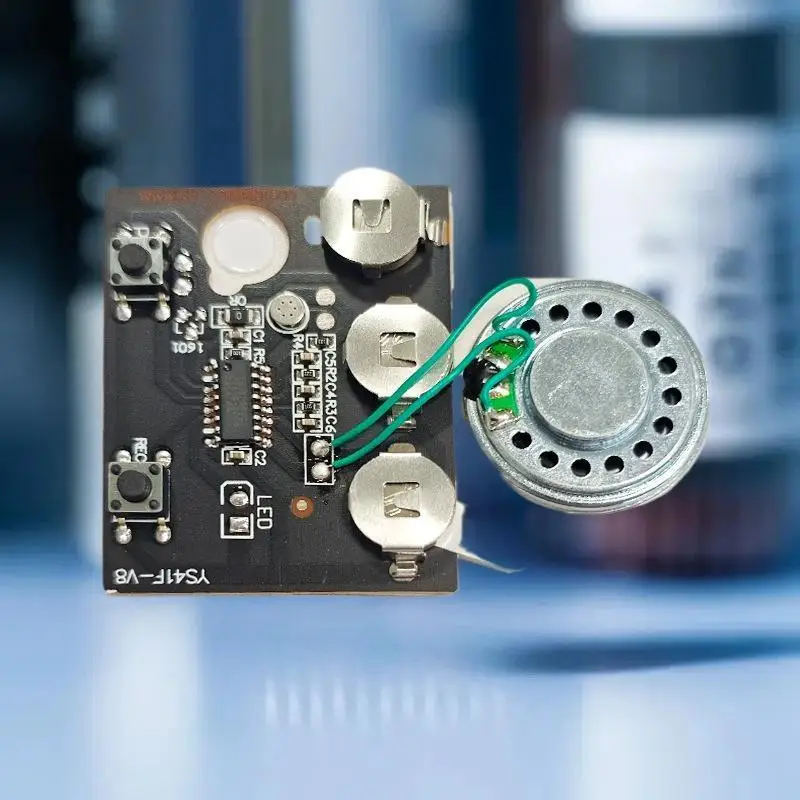 قطعة واحدة من رقاقة تسجيل تشغيل الصوت 60 ثانية لملحقات بطاقات المعايدة، التحكم بزر مزدوج