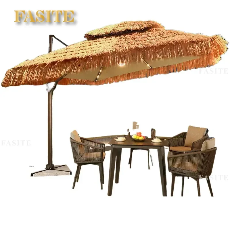 For Outdoor Garden Commercial Use Simulation Straw Roman Umbrella Thatched Parasol Sunscreen Sun Shade Large Patio Beach