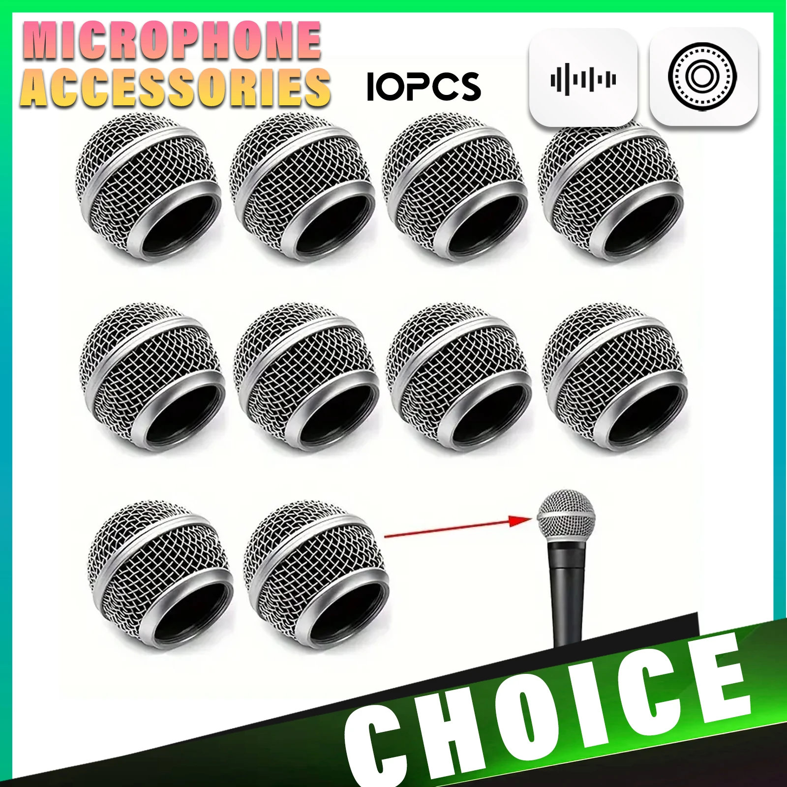 1PC/5PCS/10PCS Mikrofon Ersatz Kopf Stahl Für 58 Mesh Handheld Mikrofon Grill Mesh kopf Passt BT 57A 58A