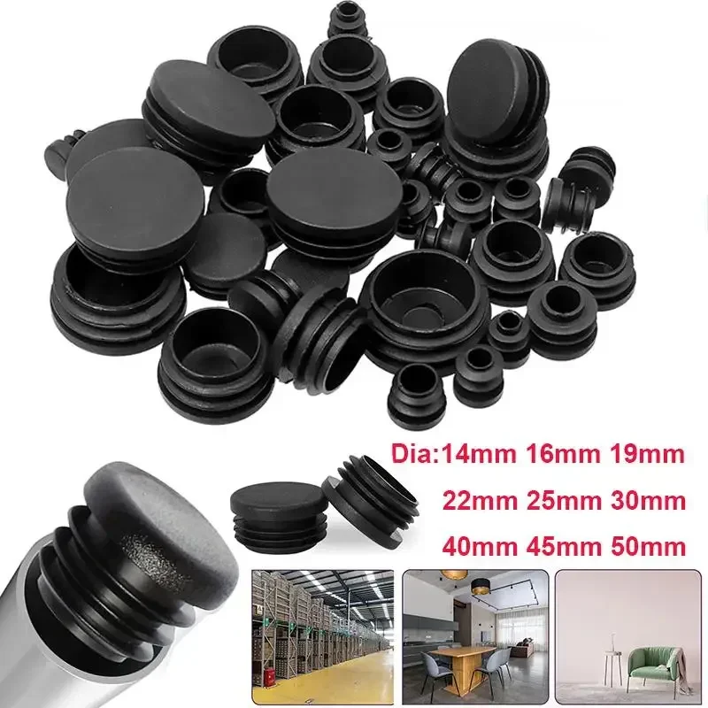 8/24pcs Pipe End Blanking Caps Bung Tube Insert Plug Round Plastic Blanking End Cap Diameter14/16/19/22/25/30/35/40/45/50mm