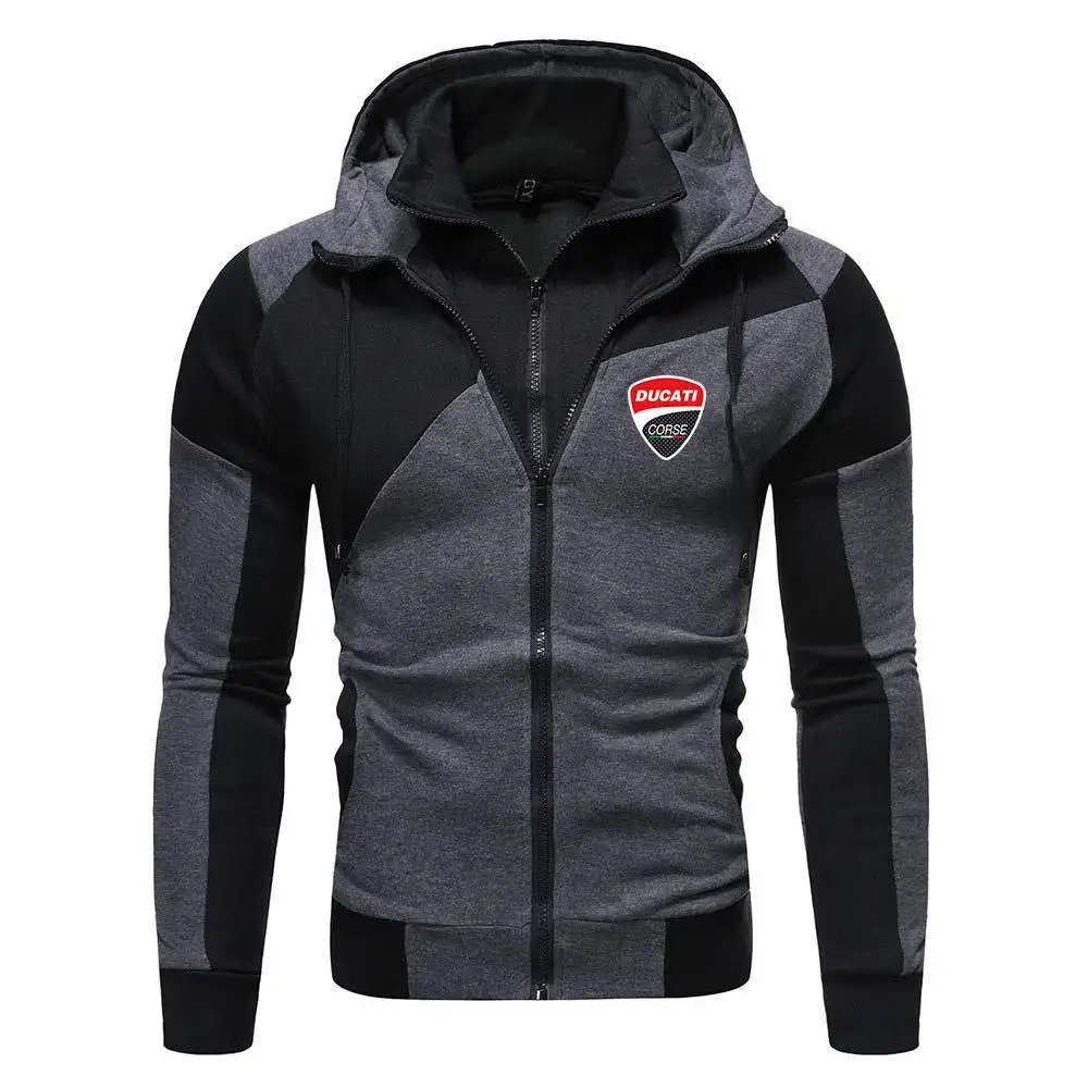 

Мужская толстовка с капюшоном Slim Fit с двойной молнией, повседневная зимняя модная толстовка с принтом, свободный крой, открытый кардиган