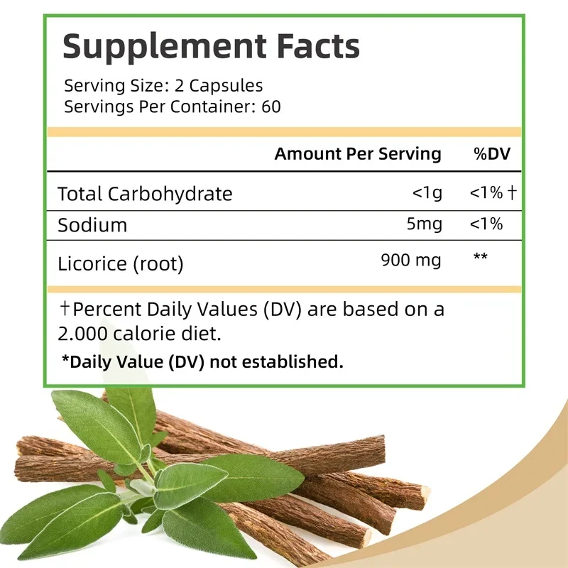 Licorice Root Capsules - Traditional Digestive Health Support Supplement - 900mg Per Serving - Non-GMO