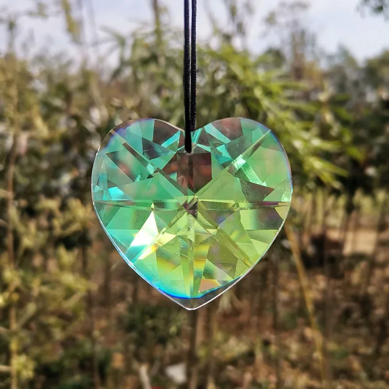 50mm Crystal Prism Heart-shaped Hanging Pendant Rainbow Suncatcher Crystals Chandelier Lamp Parts Faceted Ball Sun Catcher