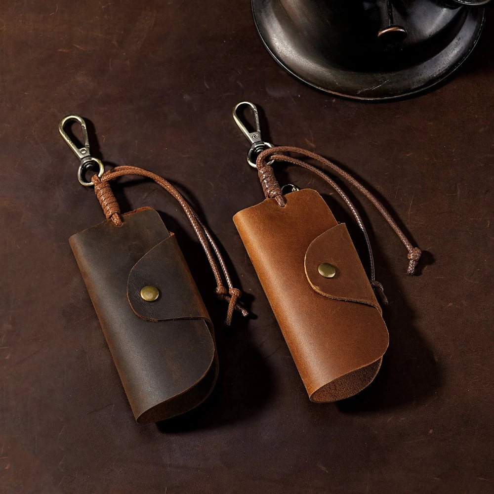 Car Keychain Covers Men Key Holder Leather Car Key Wallets Housekeeper Keys Organizer Zipper Key Case Bag Pouch Purse