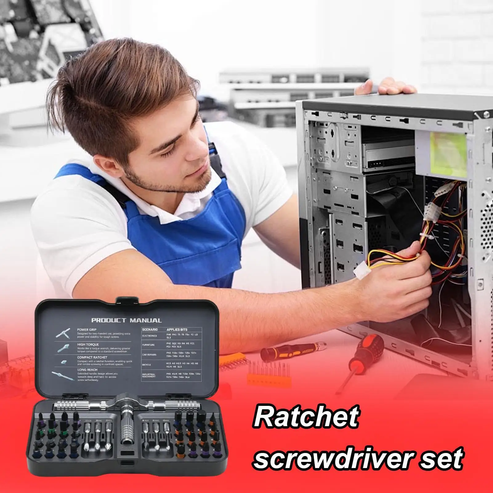 مجموعة مفك مغناطيسي مجموعة مفكات براغي متعددة بت مع حقيبة تخزين مجموعة أدوات إصلاح دقيقة لإصلاح المنزل #3