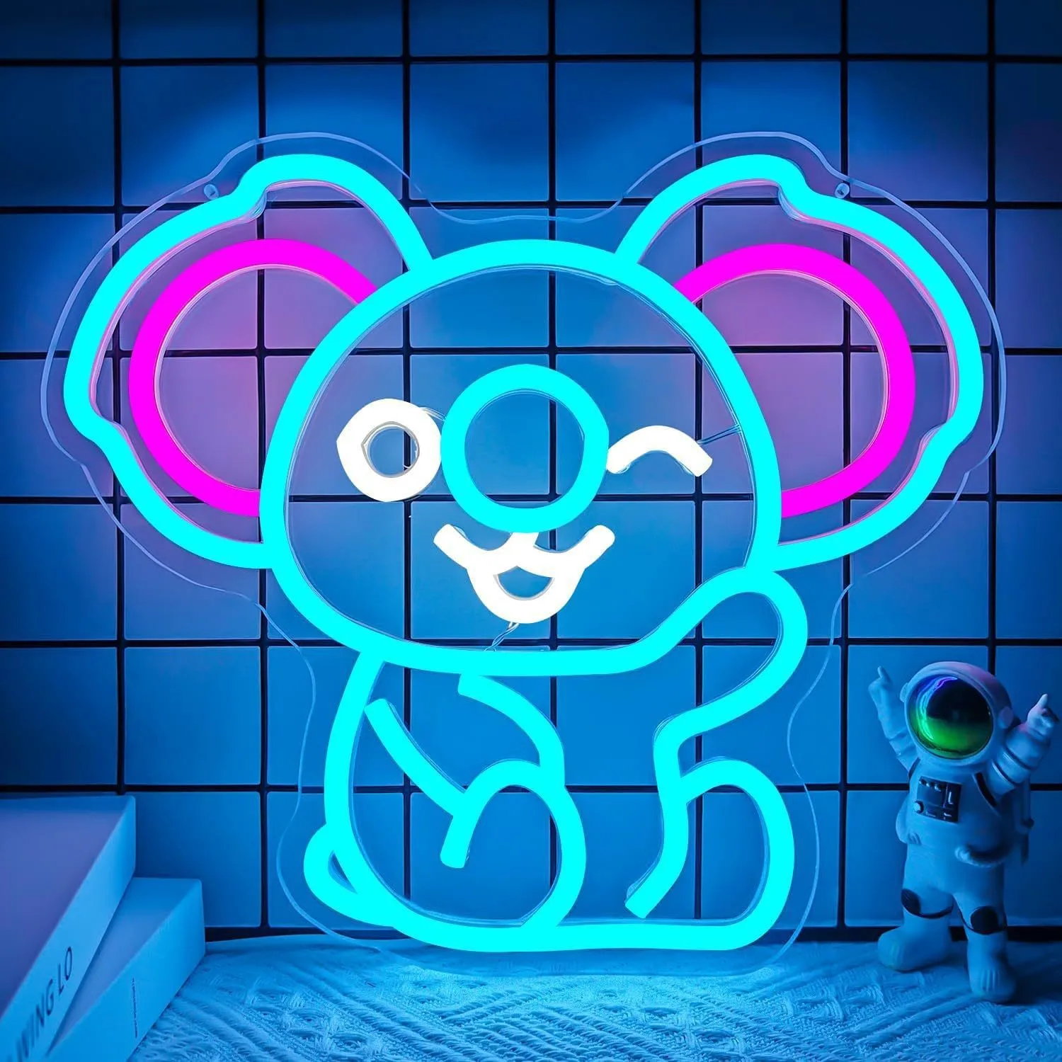 Animal Fox Bear Capybara Neon Sign, Dimmable LED Decor Light for Bedroom, USB Power Supply, Customizable Kids Gift
