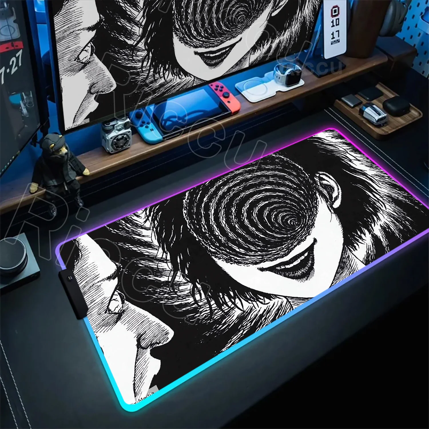 

Large Gaming Accessories RGB Mousepad Junji Ito Thriller HD Print Anime Mouse Pad Office Pc Cabinet Extended Keyboard Desk Mats